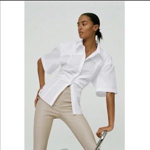 Zara Gathered Poplin Shirt